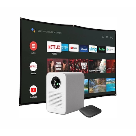 Hp ProjectorCC500 Bundlew/84in Foldup Screen & Google 4K Chromecast cc5003IN1